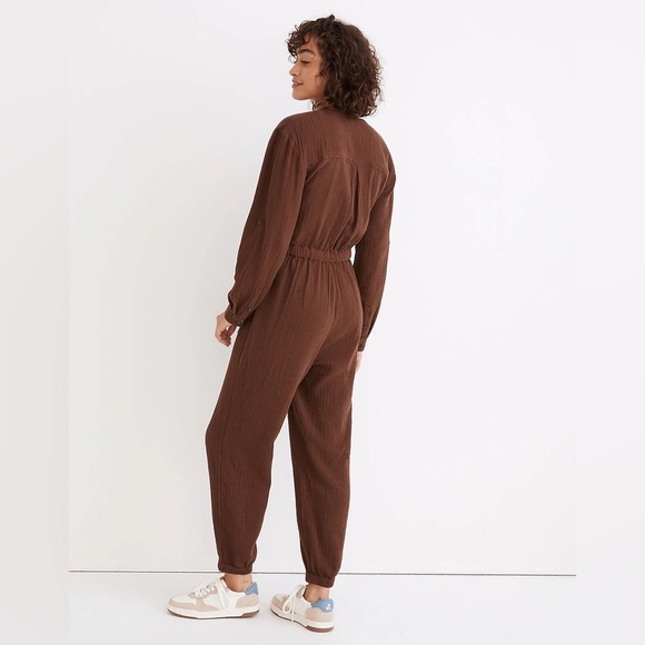 EUC Madewell Lightspun Gauze Tapered Leg Blue Jumpsuit - Picture 7 of 8